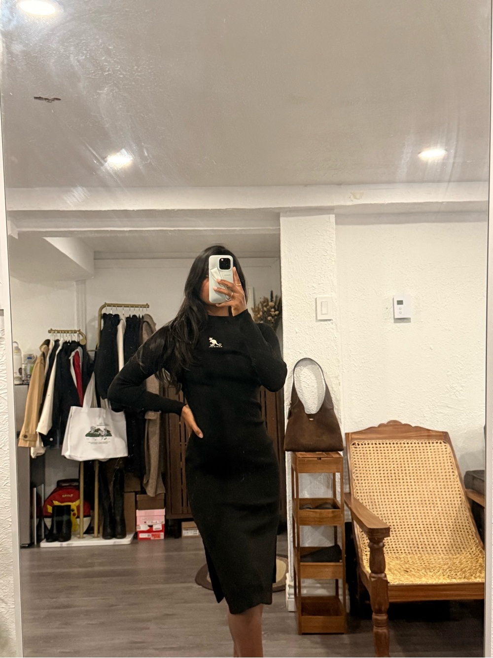 Kangol x H&M Ribbed Midi Dress in Black New